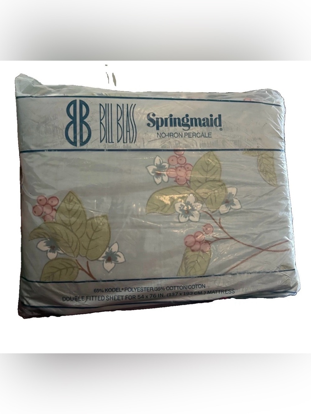 VTG Bill Blass Springmaid Arlington Fitted Sheet Floral Double New in package